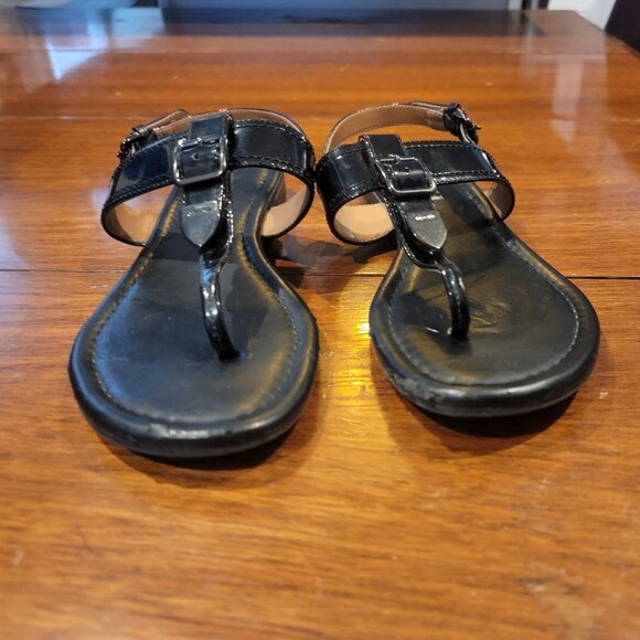 Coach Cassidy Black Leather Thong Sandals - Picture 2 of 13
